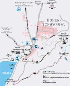 Mapa de la zona del castillo de Neuschwanstein